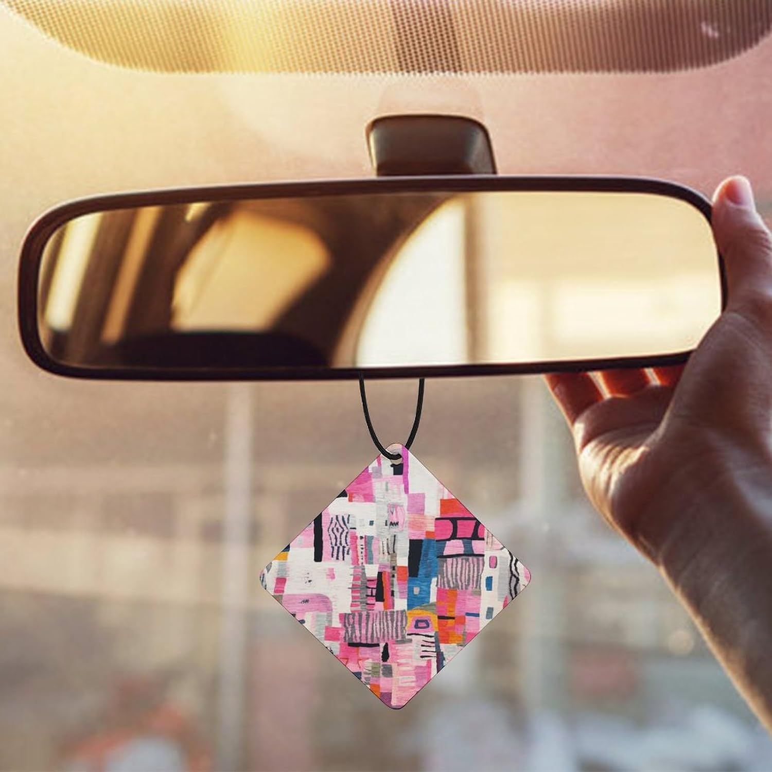Car Air Fresheners 5 Pcs Hanging Air Freshener for Car Abstract Creative Style Hanging Scented Cards Air Freshener Aromatherapy Tablets Lavender Hanging Air Freshener for Car Rearview Mirror