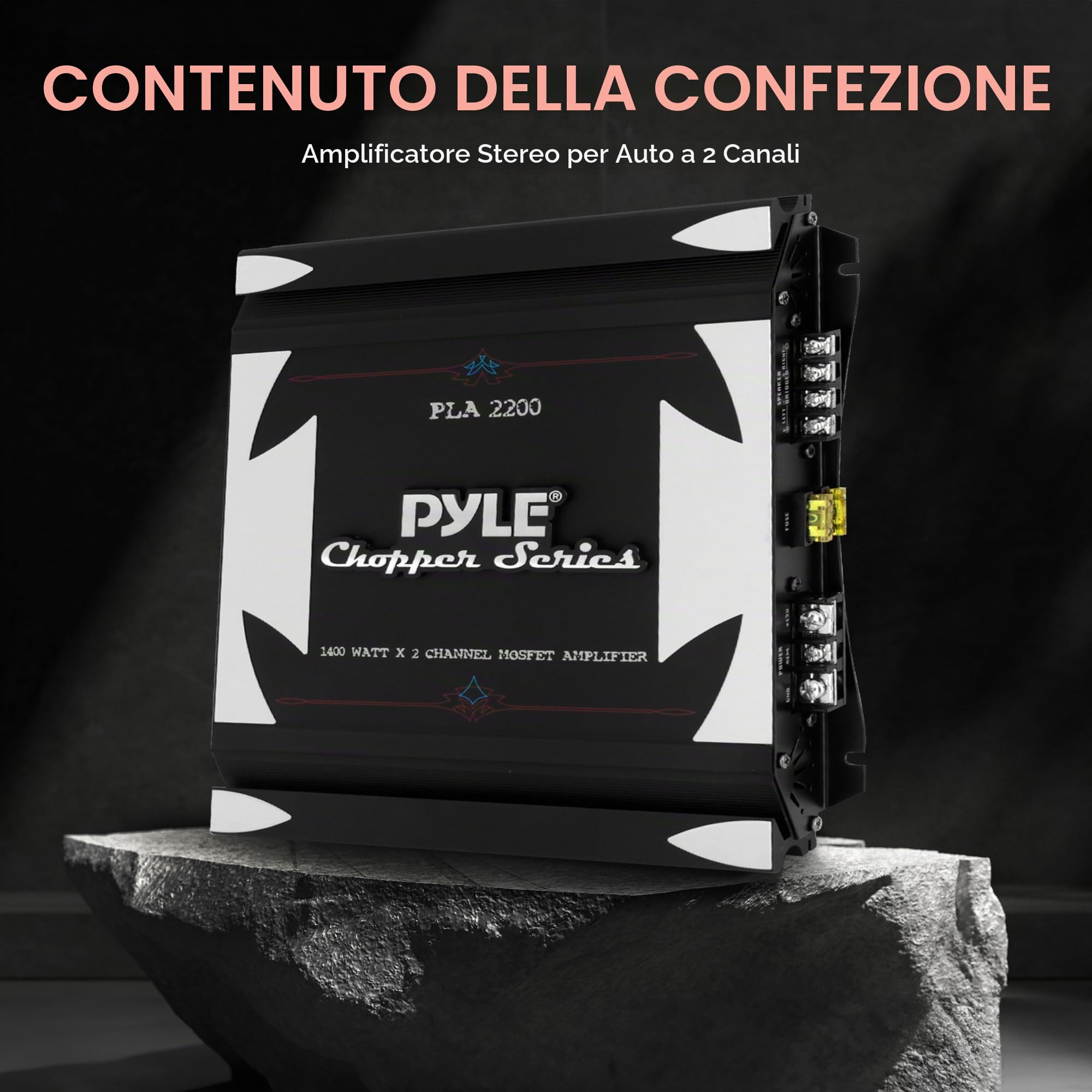 Pyle PLA2200 amplificatore audio 2.0 canali Auto Cablato Nero