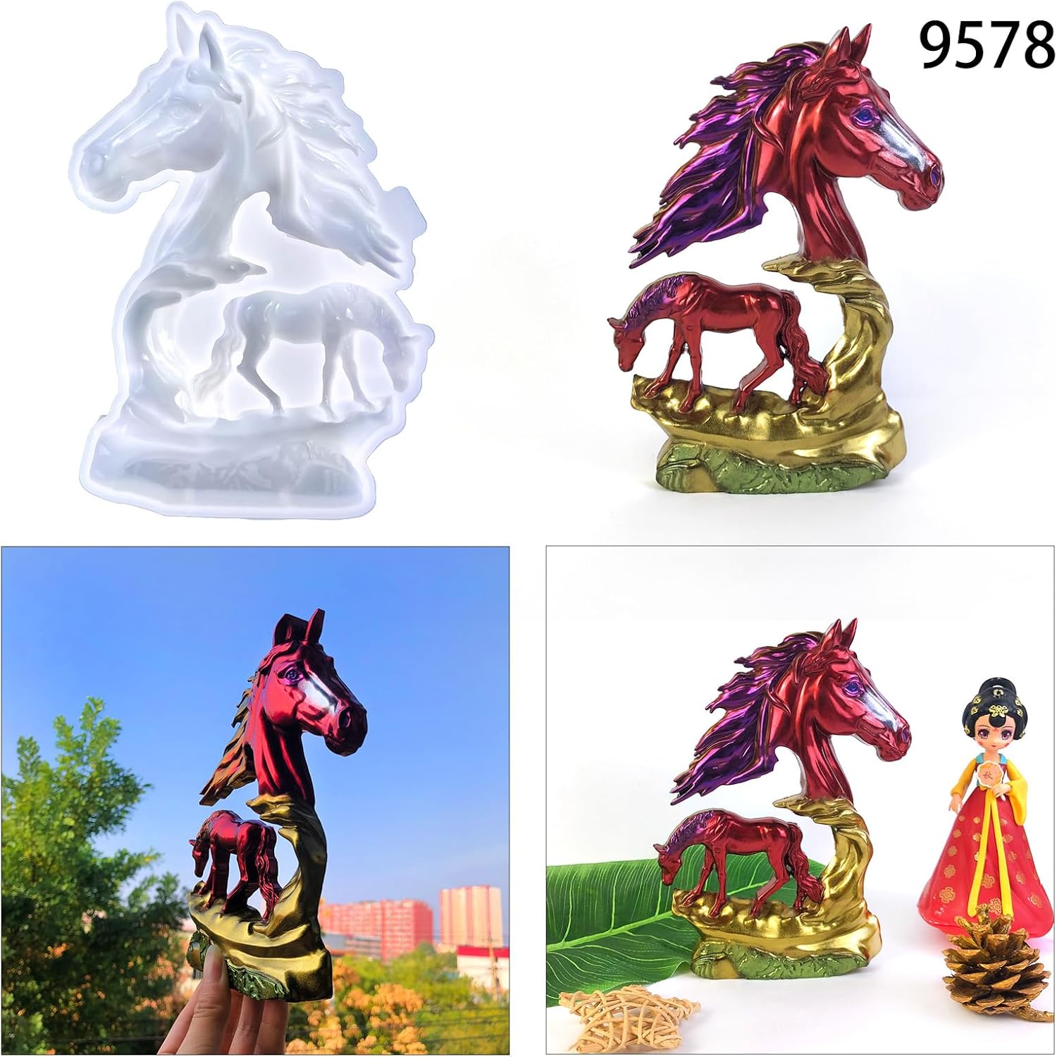3D Horse and Wolf Silicone Resin Mold, Wall Art Decoration Casting Mold, Tabletop Ornament DIY Craft
