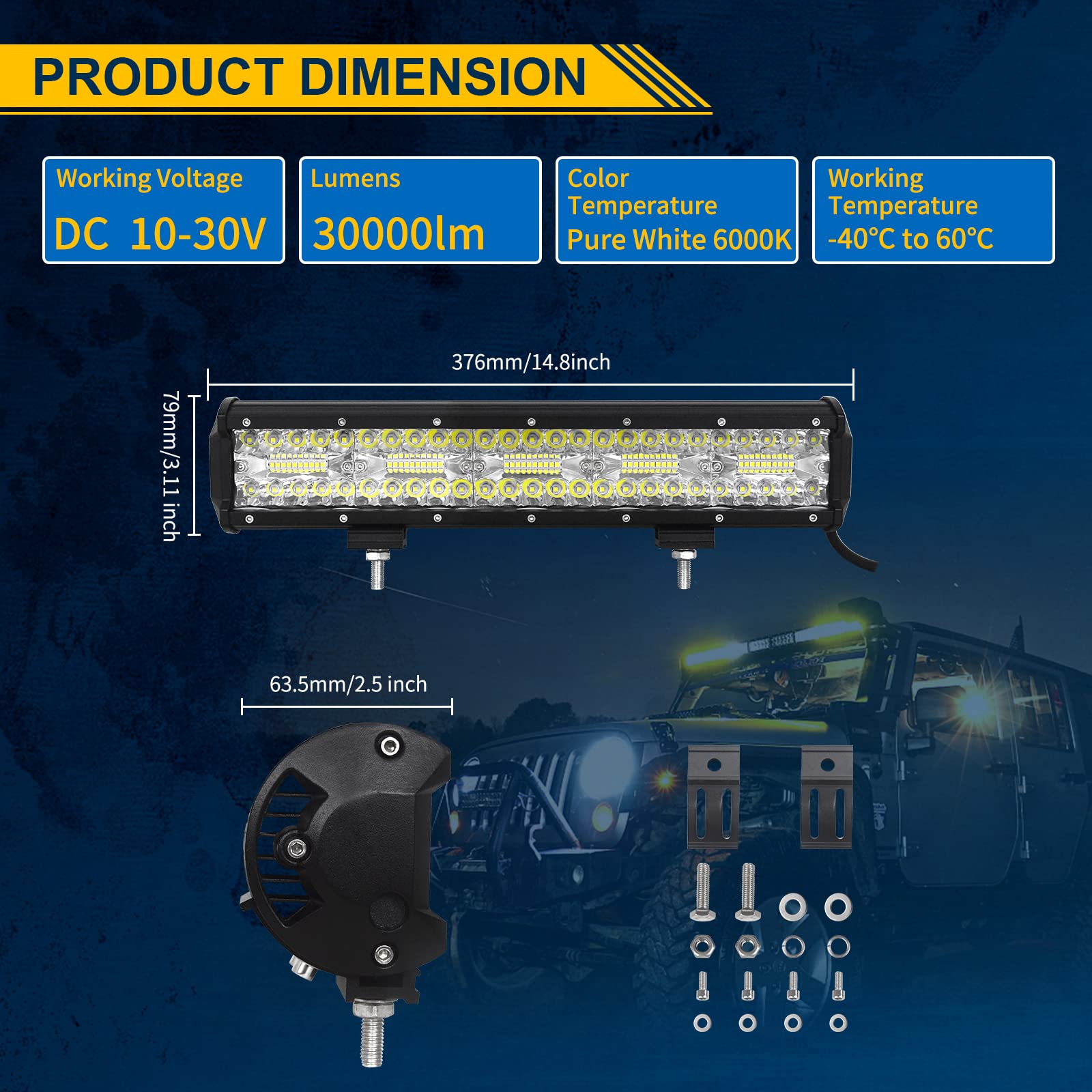 Willpower 15 Inch 300W Led Lichtbalk 12V 24V Led-verlichting Bar
