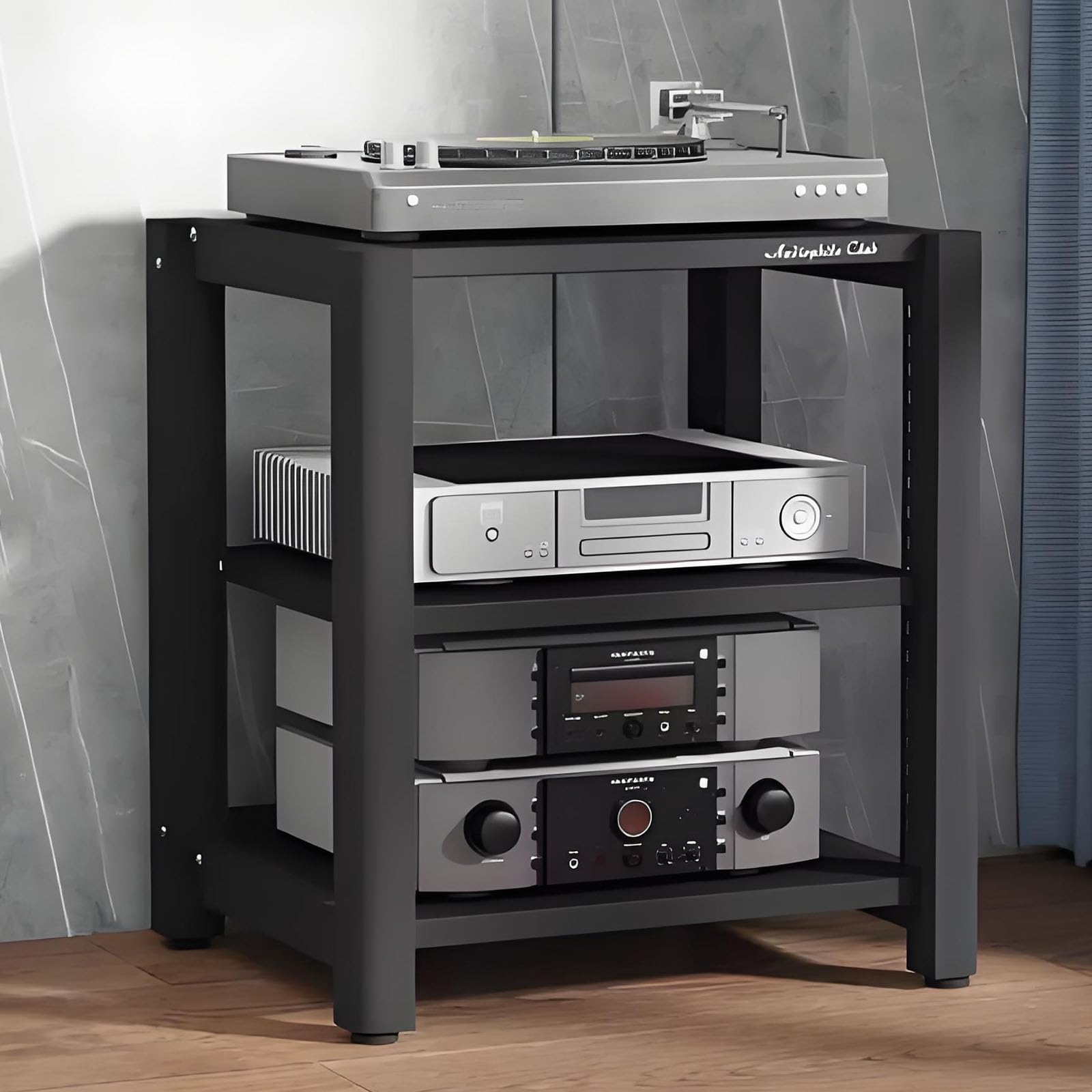AV Rack - Wielowarstwowa szafka HiFi do urządzeń wideo Gramofon nd Slish o Sto Solut Home Theater Fur & Ele Design