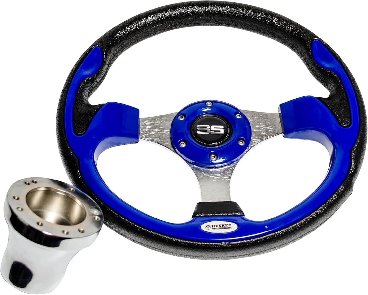 Huskey Parts Company Ultra Golf Cart Steering Wheel Blue w/Hub Adapter EZGO 12.5 Inch