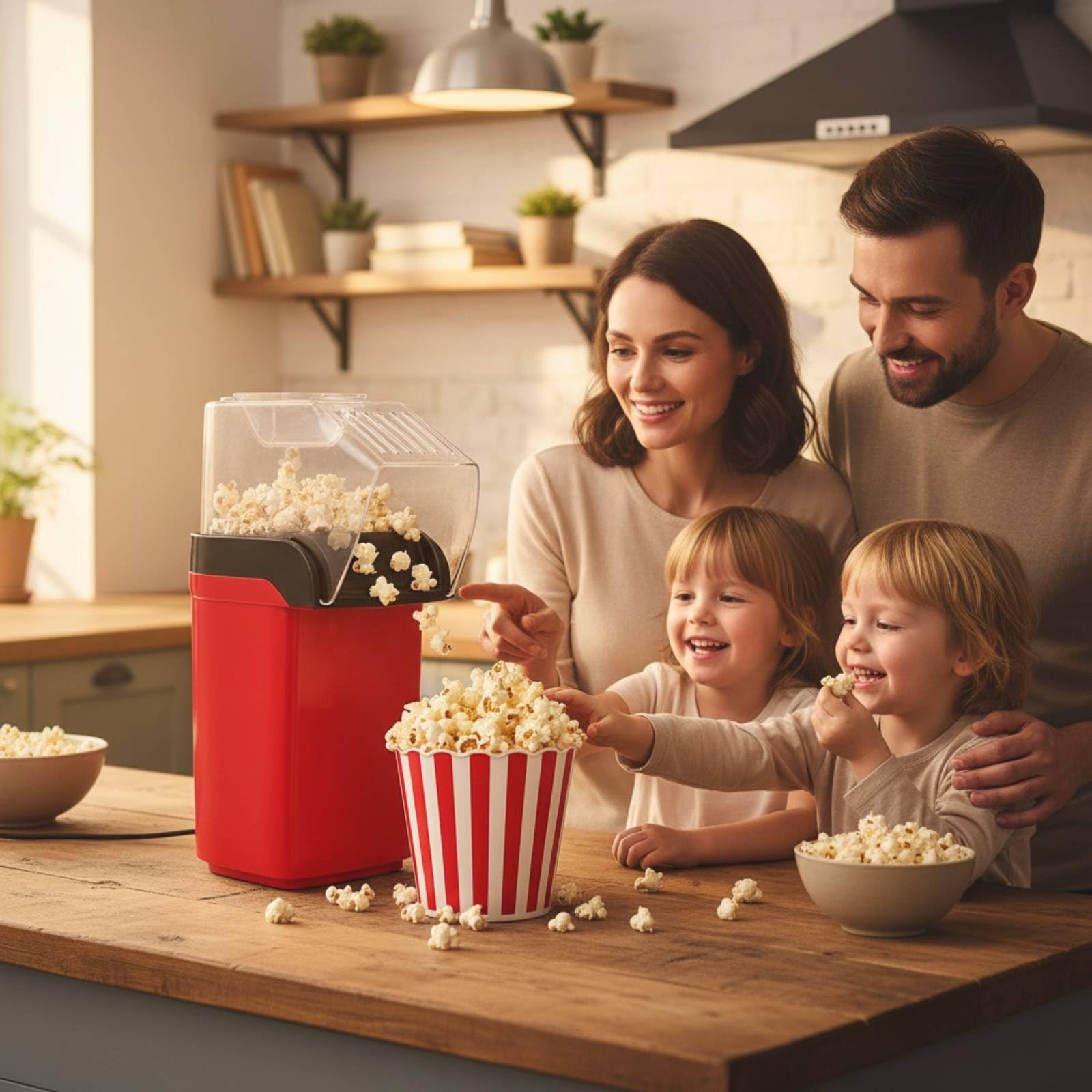 Oil-Oil-Less Hot Air Popcorn Popper High Popping Rate M | Oil-Oil-Less Hot Air Popcorn Popper High Popping Rate Mini Electric Machine Easy to Clean Kitchen Appliance Single-Button-image-5