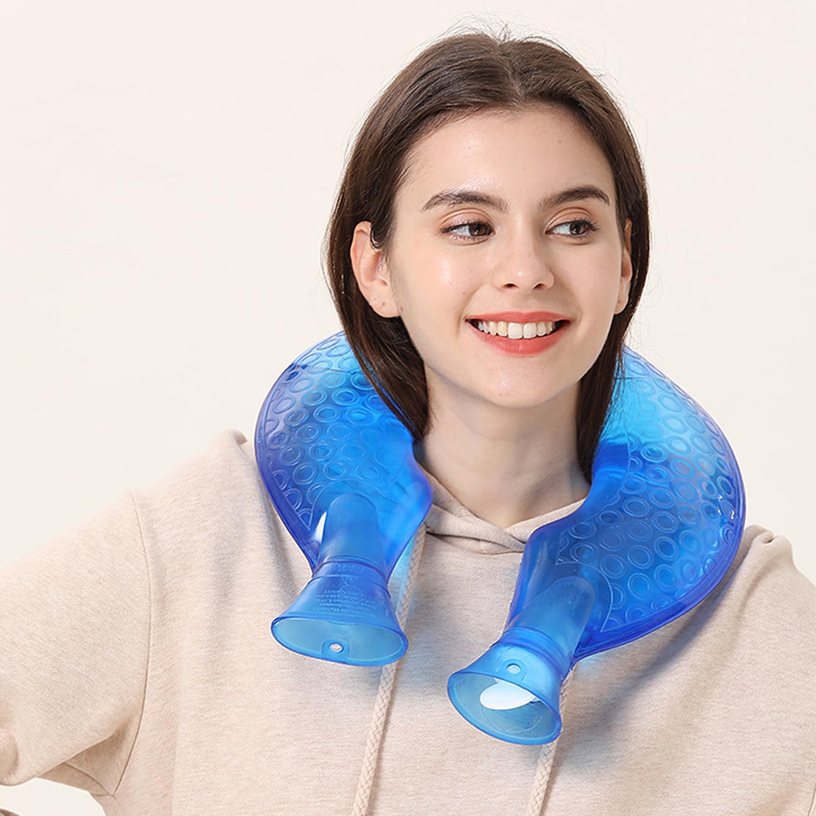 Bolsa de Agua Caliente en Forma Cuello y Hombros, Silicona y Felpa, Diseño a Prueba de Fugas, Adecuado para Oficina y Viajes en Invierno