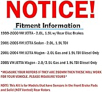 Vista 5 de Detroit Axle - Rotores de freno delantero para Volkswagen Beetle Jetta Sedan Wagon Golf Rotores de freno de disco perforados y ranurados Frenos