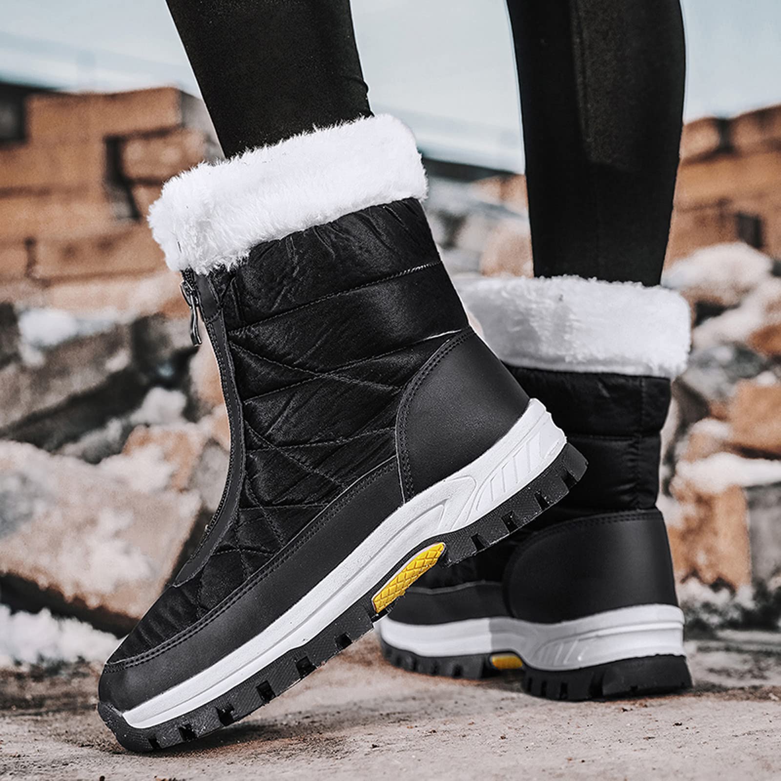 Doposci Unisex Toocool - Stivali Da Neve Impermeabili, Imbottiti In Pelliccia Sintetica, Suola Antiscivolo, Alti 26 Cm, Taglia 35, Nero