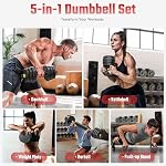 FEIERDUN Des sonnettes réglables, 48lbs/60lbs/88lbs Ensemble de sonnettes, 5 en 1 Ensemble de poids gratuit utilisé comme Barbell, Kettlebells, Pousser debout, Poids pour la maison gymnastique hommes / femmes appropriés