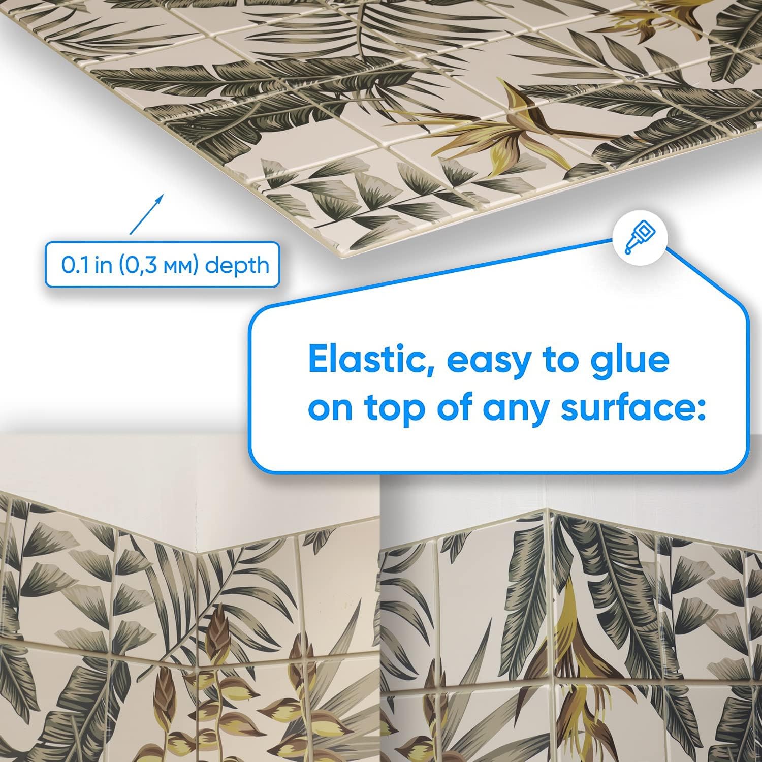 SMART PROFILE | 3D Wall Panels for Interior Wall Decor | 10 Pack, Covers 50 sq ft | Tropics Inspired Pattern Print | Creative Modern Design for Your Space | PVC Material