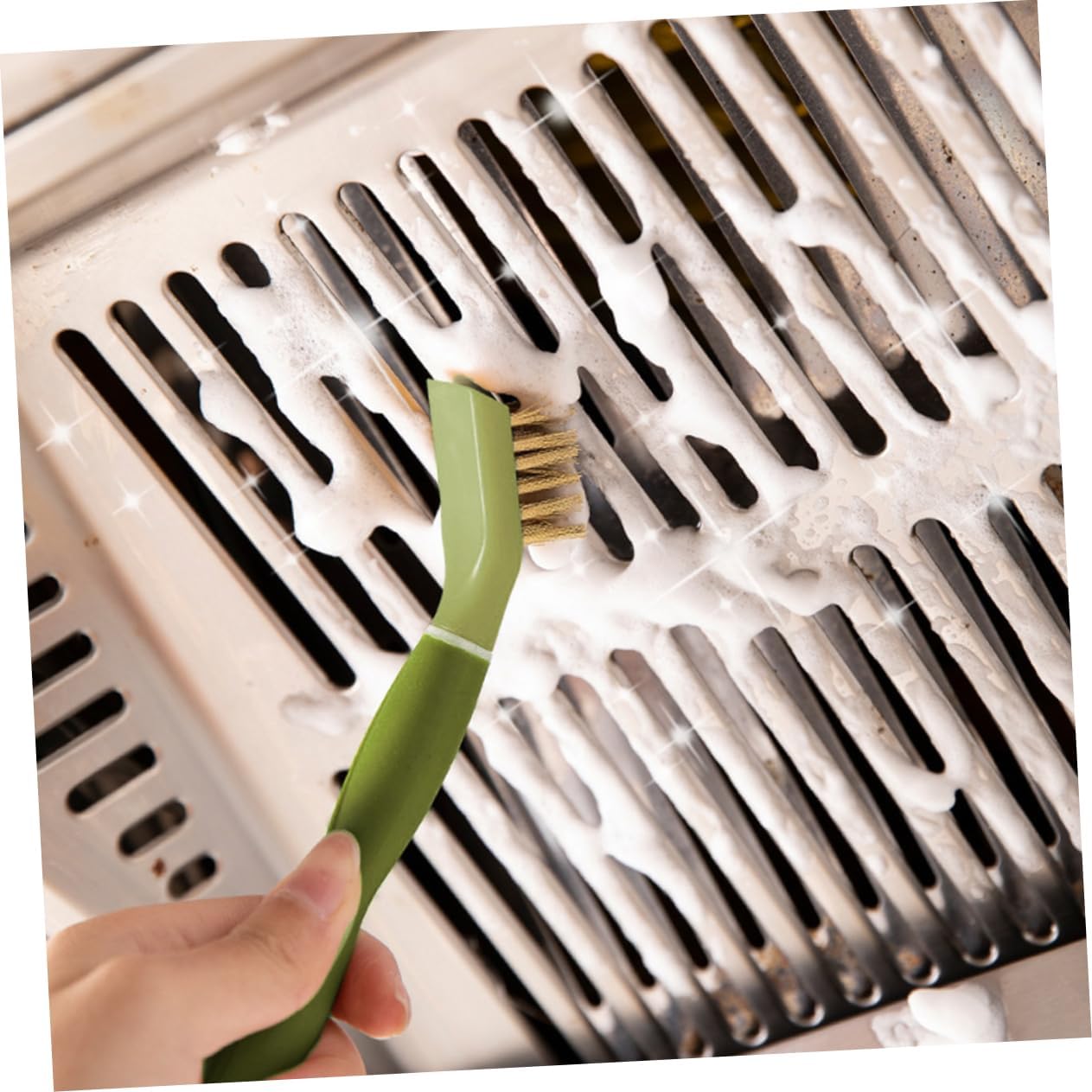 清洁ブラシ小ブラシ工具手持刀清洁球磨砂ブラシ燃焼气浴室磨砂ブラシ铜線硬刷毛ブラシ用清掃炉灶刮刀烤箱燃焼器1289 (Color :