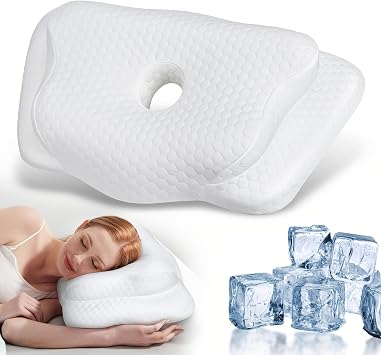 Ear Piercing Pillow for Side Sleepers Ergonomic Butterfly Contour