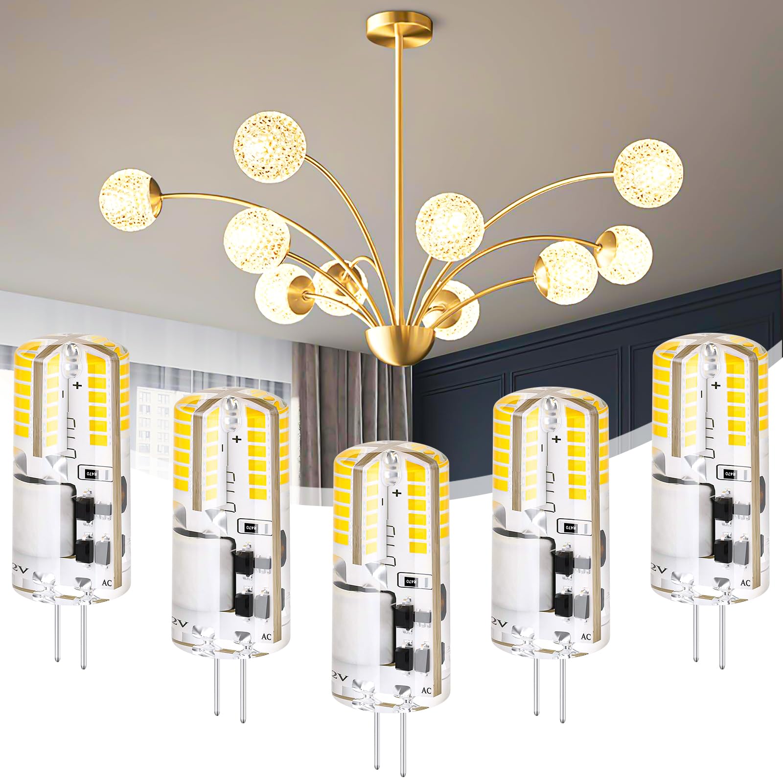 5PCS G4 LED Bulb, 3W AC/DC 12V Bi-Pin Base LED G4 Light Bulbs(30W Halogen Equivalent), Non-dimmable G4 Bi Pin LED Bulb for Landscape Lighting, Under Cabinet Light(4000K Natural White)