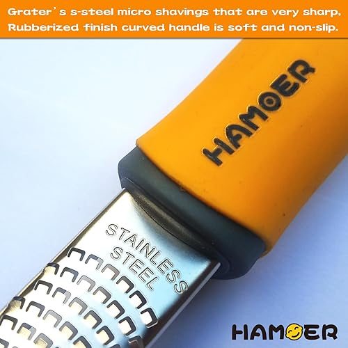 Miniatura 4 de Hamoer Rallador Cítrico Naranja Lima Limón Cortador con Cuchillo de Canal Acero inoxidable con mango de goma antideslizante Juego de 2 herramientas