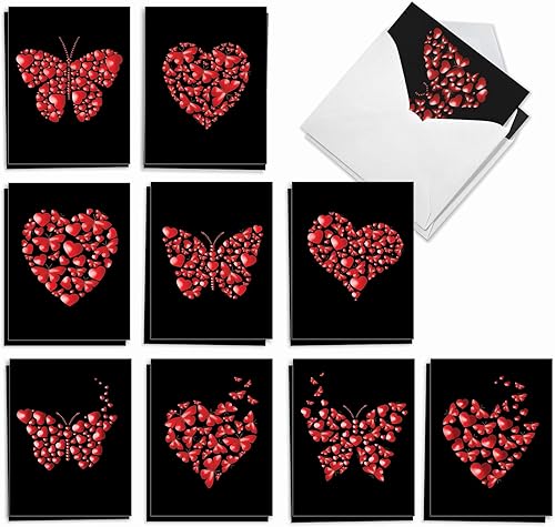 Miniatura 8 de The Best Card Company - 20 tarjetas de notas para el día de San Valentín en caja surtidas con sobres (4 x 5.12 pulgadas) - Heart Cats AM9266VDG-B2x10