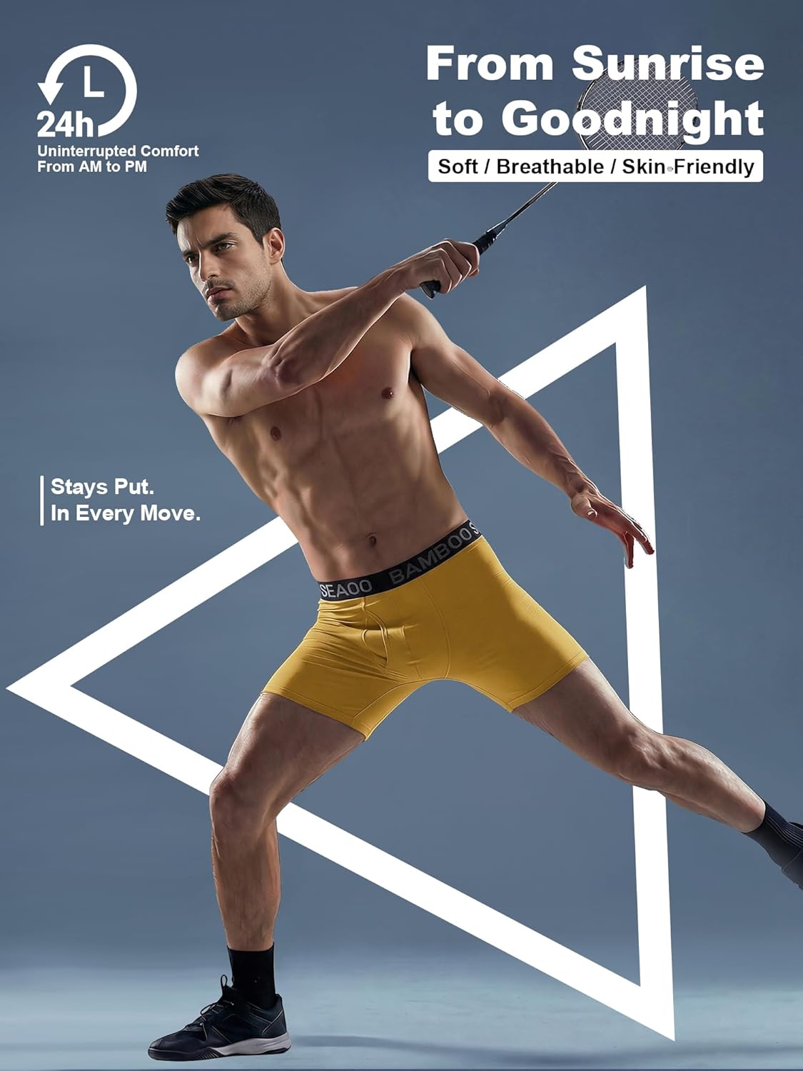 Men's Ultra Soft Boxer Briefs No Ride Up Underwear with 3D Pouch-High Elasticity&Breathable for All-Day Comfort