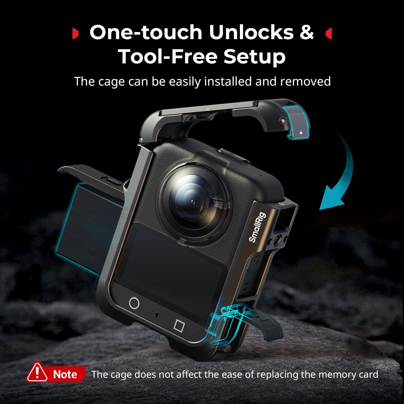 SmallRig Gabbia completa per DJI Osmo Nano, supporto per telaio protettivo, sblocco one-touch dell'alloggiamento di espansione, con slitta a contatto freddo e fori filettati da 1/4"-20 -5759