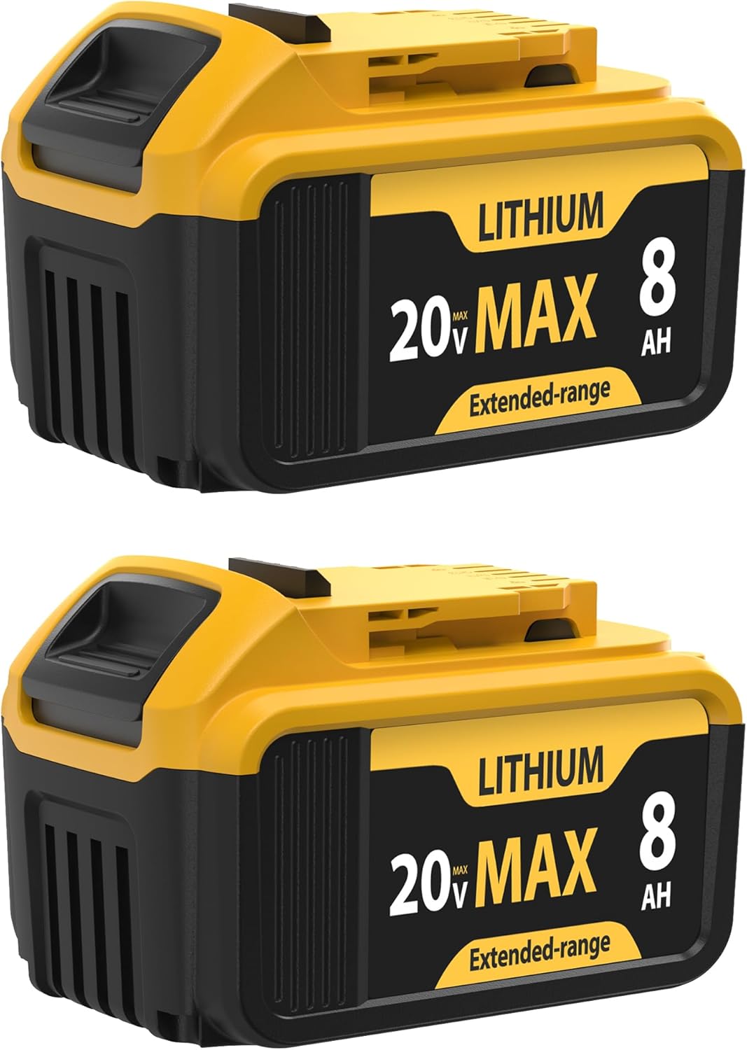 2-Packs 8000mAh Replace for Dewalt 20V Max Battery Compatible with DCB206 DCB201 DCB203 DCB207 DCB205 DCB204 Compatible with Dewalt 20V Cordless Power Tools and Chargers