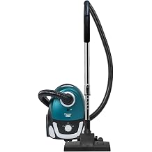 Bestron Vacuum Cleaner with Bag, Floor Vacuum Cleaner incl. 3 Vacuum Bags, 94 cm Telescopic Rod and Switchable Floor Nozzle, 7.5 m Range, Washable HEPA12 & Micro Filter, Colour Blue/Black
