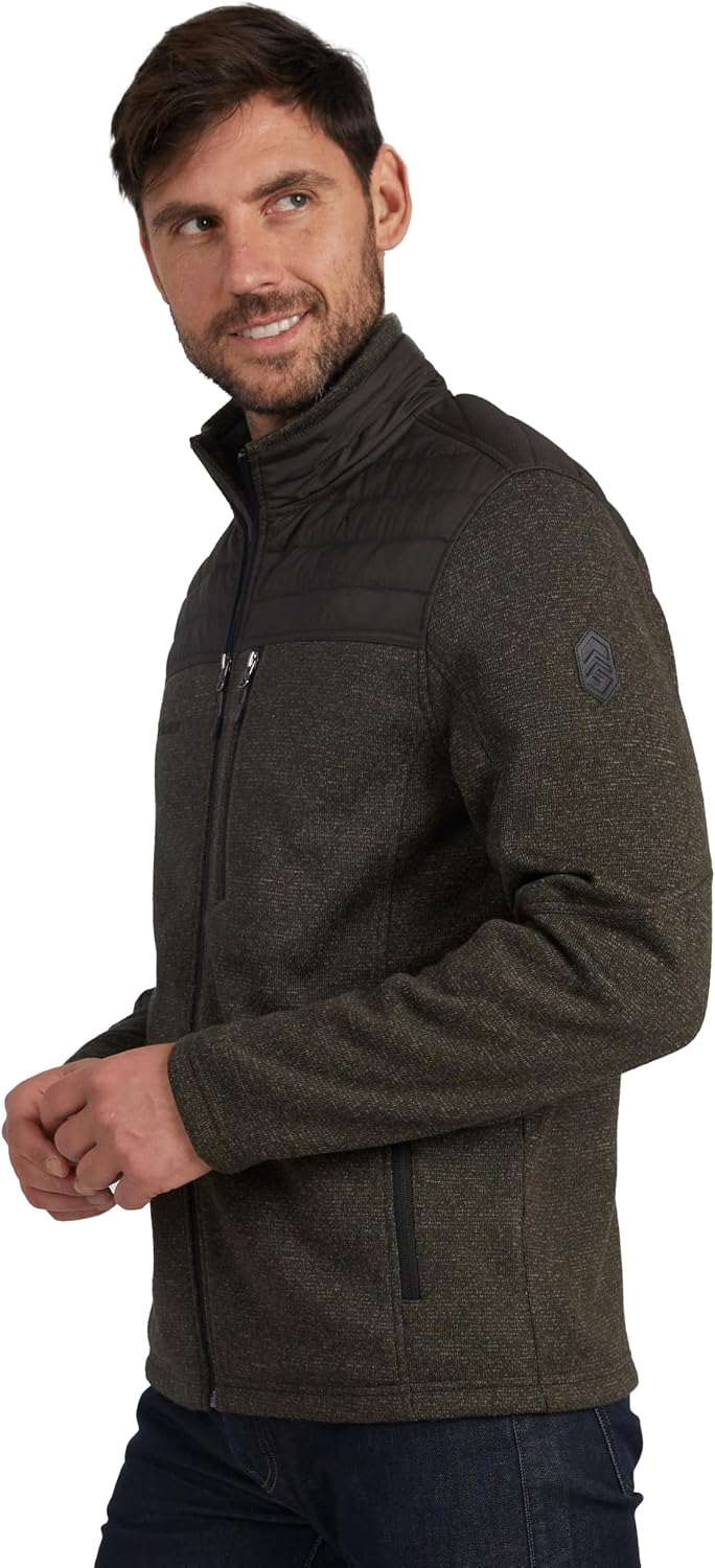 Free Country Mens Fleece Knit Jacket Full Zip With Pockets Soft Warm Lightweight and Comfortable Winter Hiking Outdoor-Frore