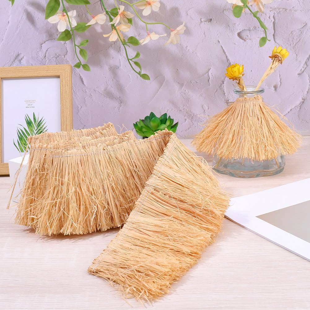 1.09 Yard (Ca. {91} cm) 3.15 Zoll (Ca. {5} cm) Raffia Fransenborte Navajo Weiß Quastenborte Leichte Handgefertigte Naturraffia Grasquasten Dekorative Borten Zum Nähen von Tischsets Vorhängen