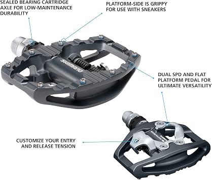 SHIMANO PD-EH500 SPD & Flat Dual Sided Bike Pedal for Indoor Cycling & Urban Riding