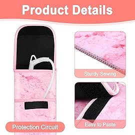 Shappy 2 Pieces Curling Iron Travel Case Cover Heat Resistant Flat Iron Holder Case Sleeve Neoprene Straightener Holder and Silicone Hot Tools Flat Bag(Pink Marble Style)