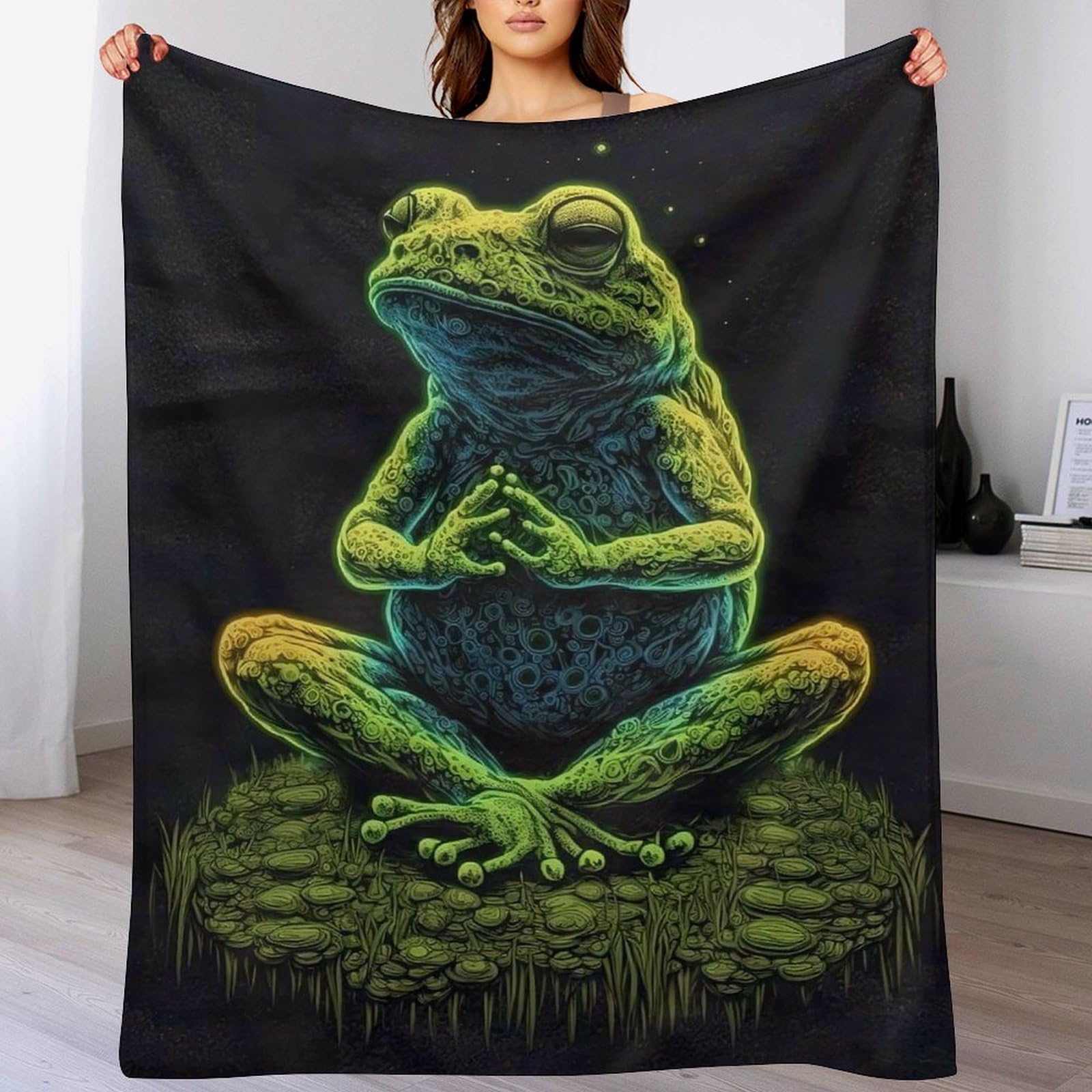 Couverture grenouille en flannel douce 130x150cm pour lit et canapé