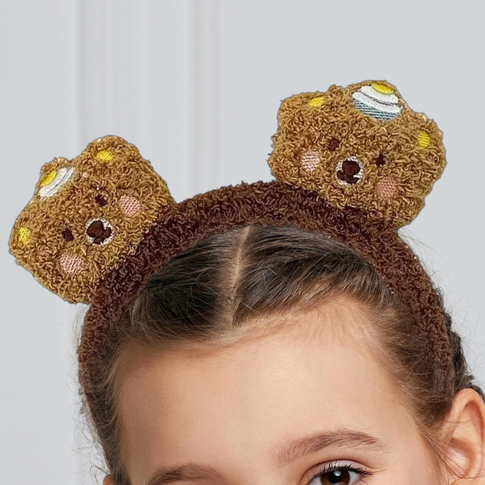 orso,Fascia per capelli con orecchio di orso di peluche morbido