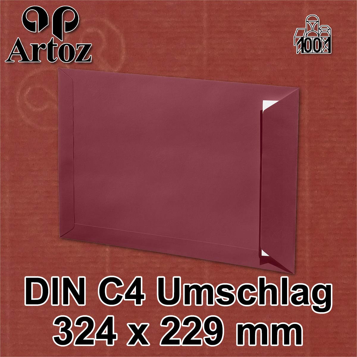 ARTOZ 50x buste DIN C4 con chiusura adesiva - non foderate 324 x 229 mm Vino Rosso (Rosso) buste per lettere senza finestra - Serie 1001