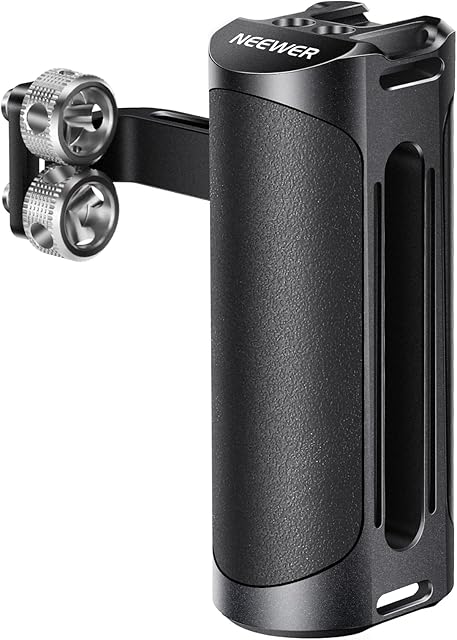 NEEWER Aluminum Side Handle Grip, Compatible with SmallRig Camera Cage for DSLR & Mirrorless Camera, Vertical/Horizontal Adjustment Handgrip with Cold Shoe, Built in Hex Key and 1/4" Screws, VS105