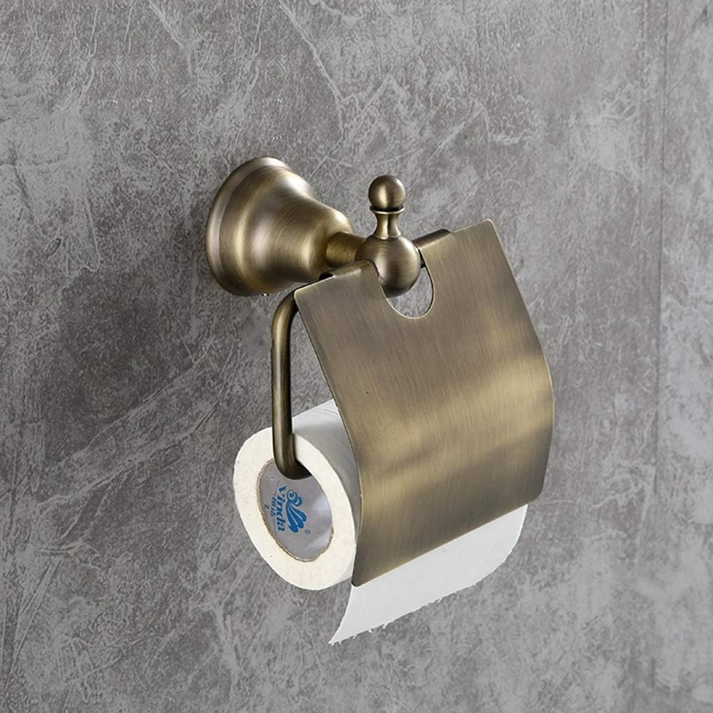 Toilet Paper Holder with Cover Wall Mount Paper Tissue Roll Holder Alloy Base Stainless Steel Hook Cover for Bathroom Green Bronze