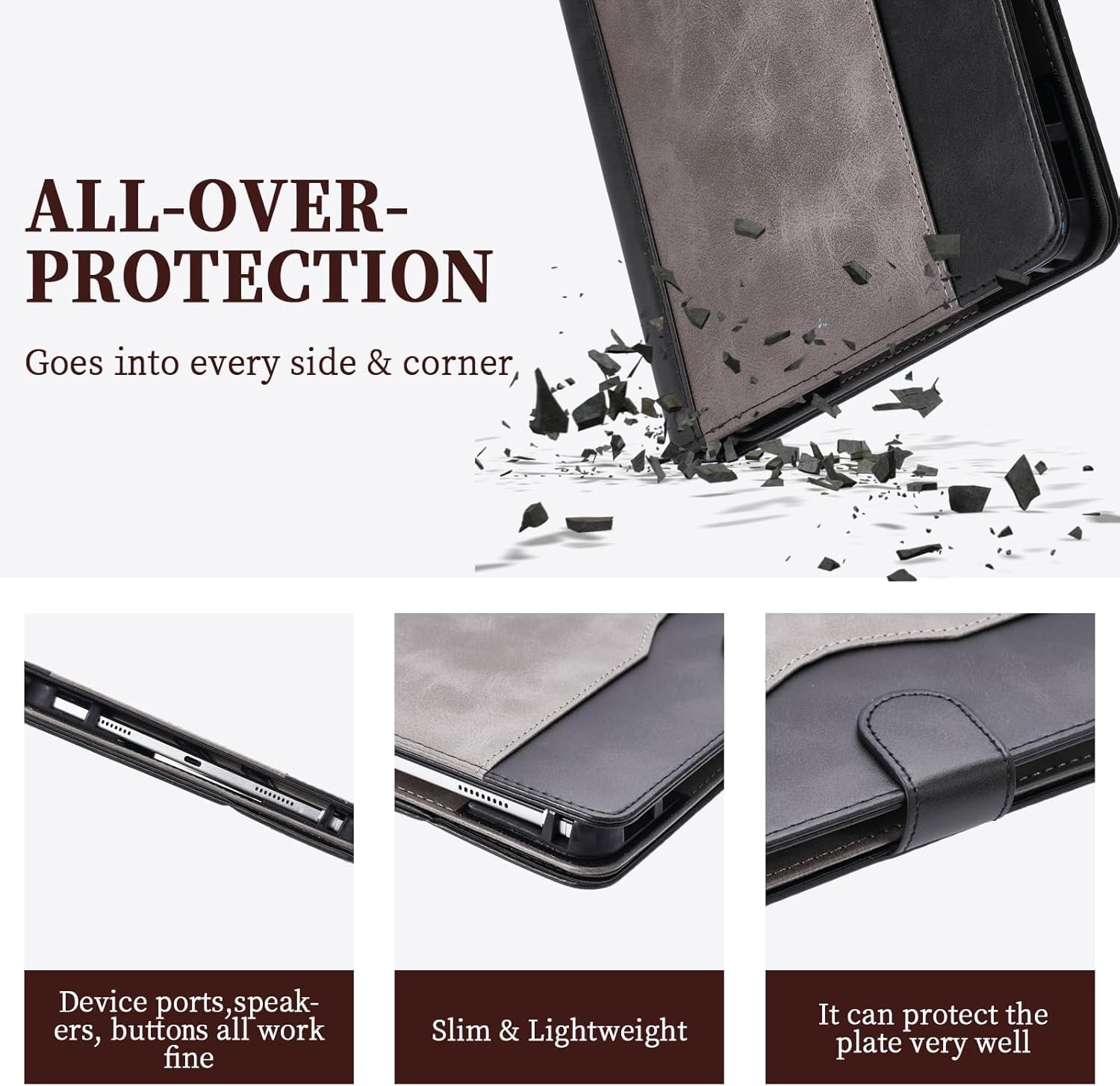 Coque Avec Support Pour Tablette Thomson Origin 1010 (10.1") - Rotation 360° - Protection Renforcée Bords - Housse Cuir Synthétique