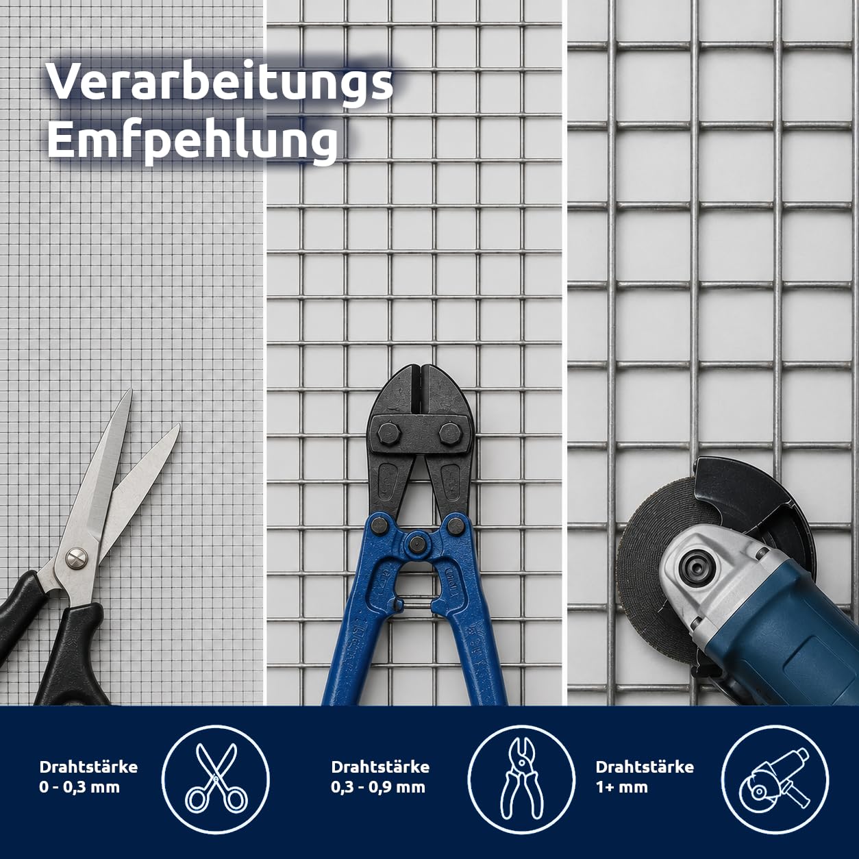 Drahtgewebe Edelstahl, Maschenweite 8 mm, Drahtstärke 1 mm, Siebgewebe, Filtergewebe, V2A 1.4301 Mesh 2,8 Größe 250 x 1000 mm