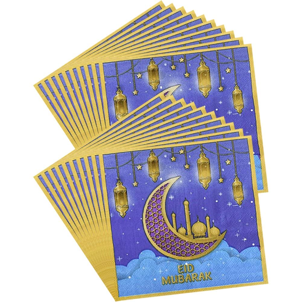Stakee 20pcs Eid Mubarak Napkin Ramadan Decorative Paper Napkins Ramadan Theme Napkins Eid -fitr Party Supplies