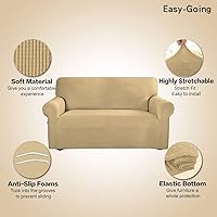 Vista 3 de Easy-Going Funda elástica para sofá de 1 pieza, cubierta de sofá, protector de muebles, suave con parte inferior elástica para niños, de poliéster