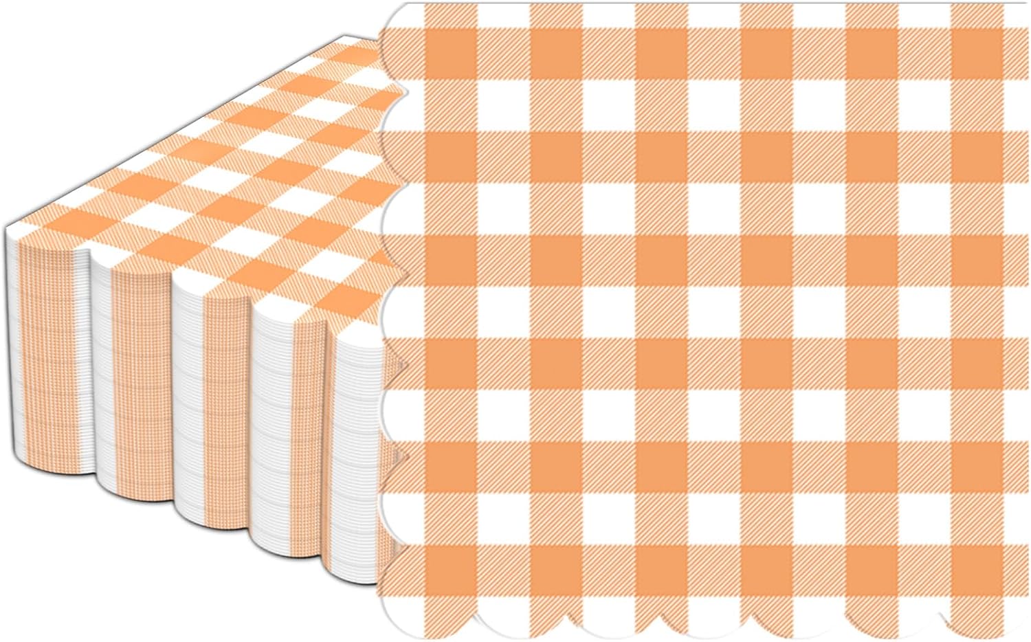 100Pcs 6.5 x 6.5inch Yellow and White Checkered Scalloped Napkins Disposable Yellow Plaid Paper Napkin Plaid Party Decoration for Birthday Picnic Family Dinner BBQ Wedding Baby Shower Party Supplies