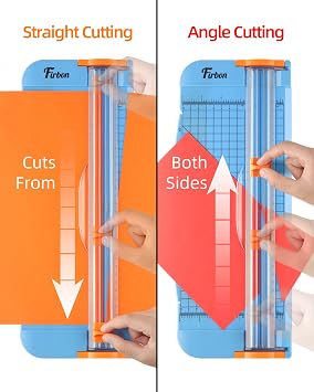 Firbon Blue A4 Paper Cutter Bundle with 5Pcs Mint Green Refill Blades, 12 Inch Paper Trimmer with Side Ruler for Scrapbooking, Craft, Coupon, Label, Cardstock