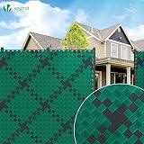 VOUNOT PVC Privacy Strips Garden Privacy Fence Screen 150m x 4.7cm Double Rod Mats with 300 Clips for Deck, Patio, Balcony, Green - 6