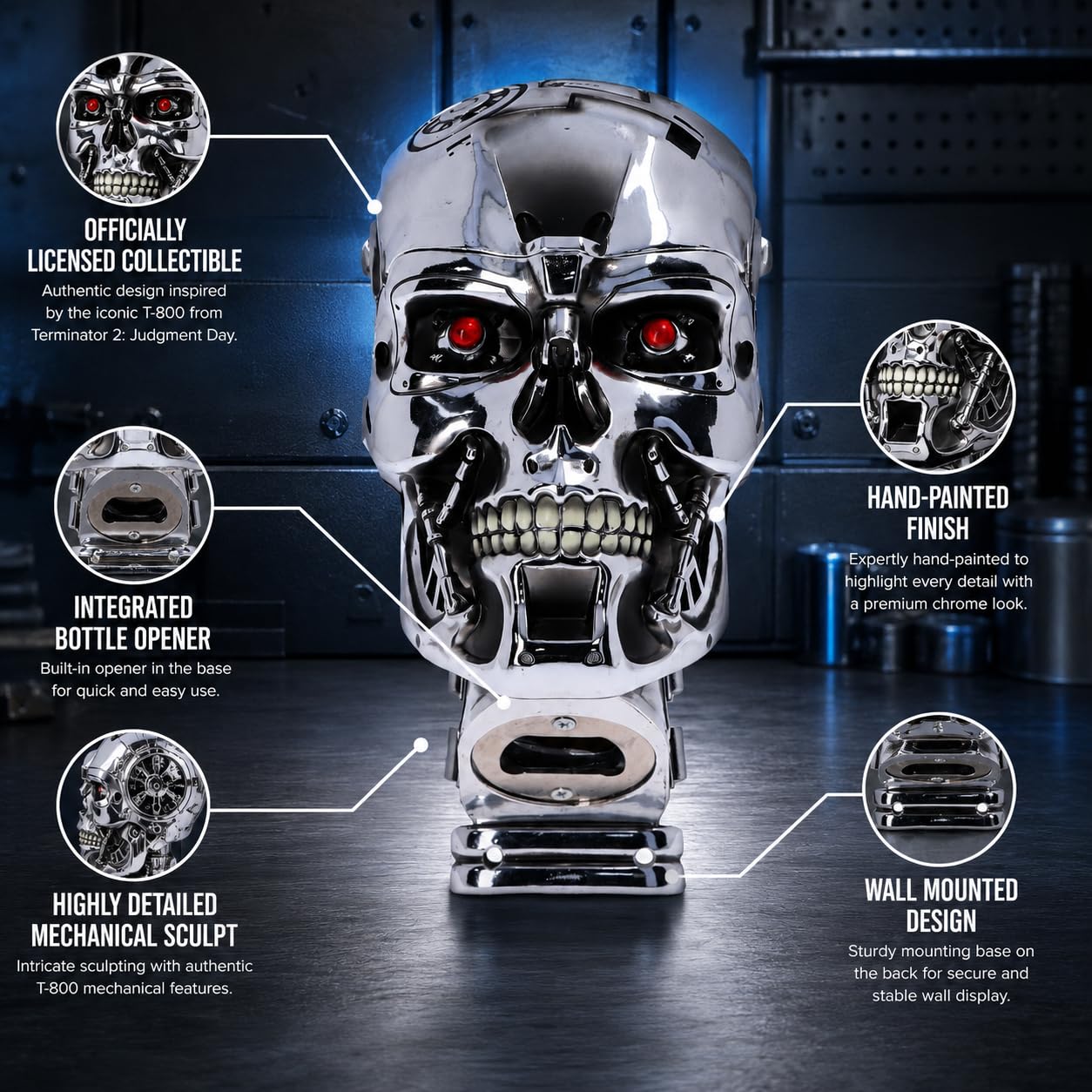 Amazon.com: Nemesis Now T-800 Terminator 2 Judgement Day T2 Head