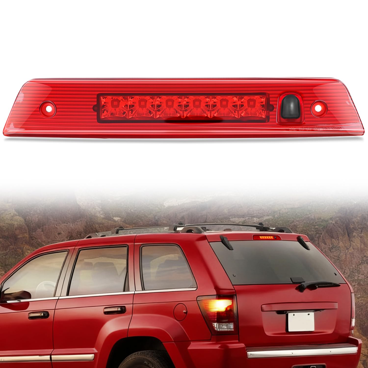 Nilight Third Brake Light for Jeep Grand Cherokee 2005-2010, Red Lens