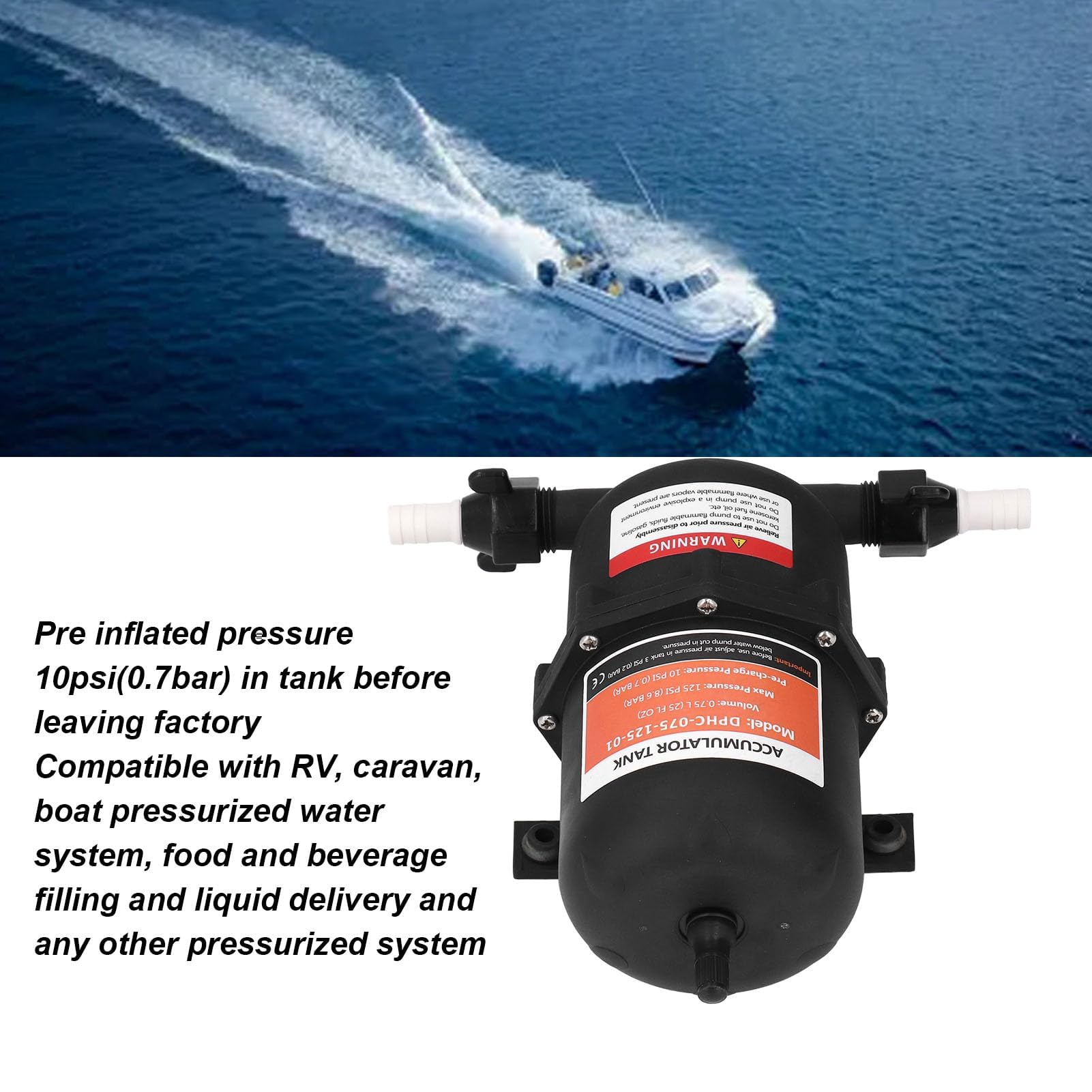 Wohnmobil Akkumulatortank 10 125 PSI 0, 75 L Druckausgleichsbehälter für Wasser Speicher mit 1/2 MNPT Anschluss für Boot und Reiseanhänger