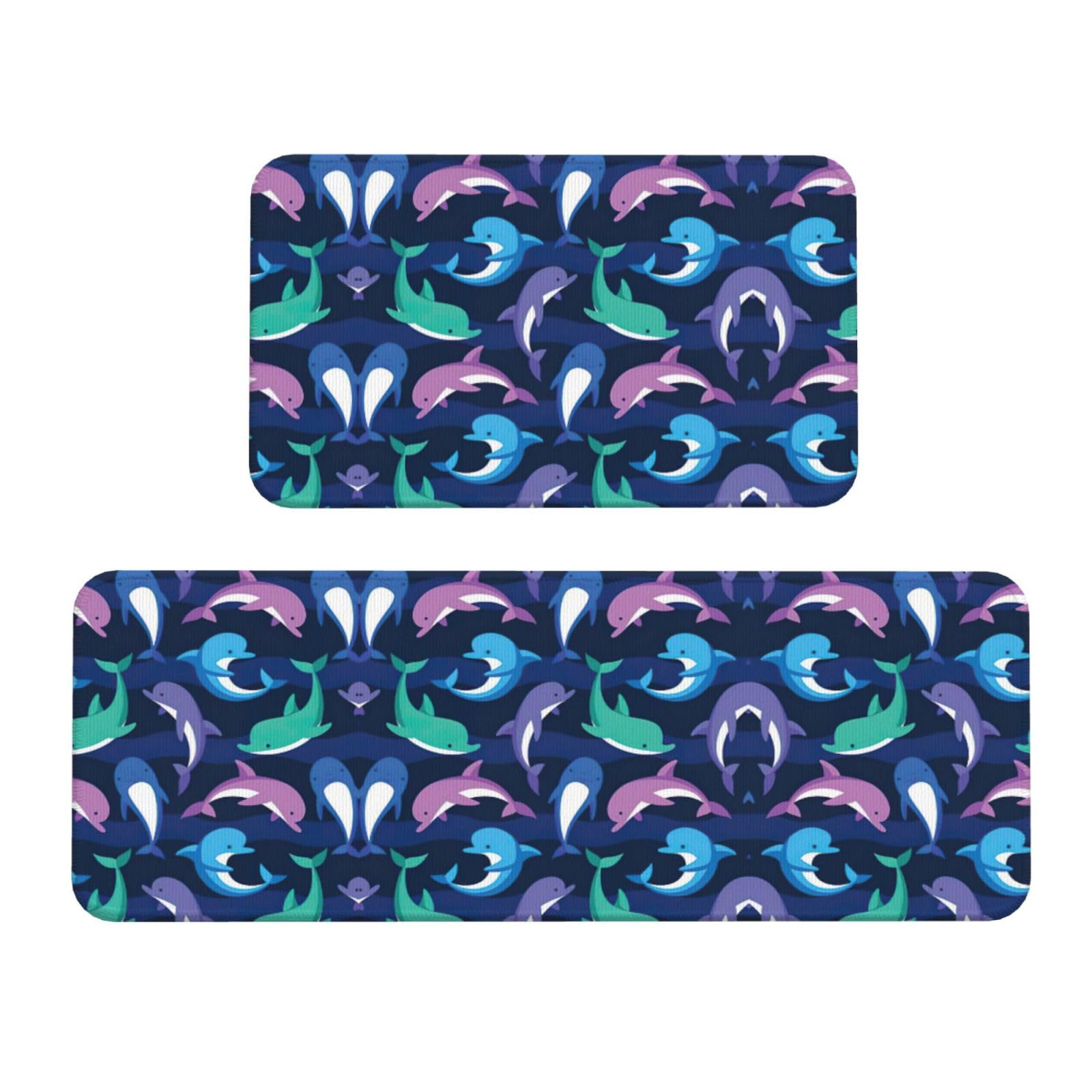 Lot de 2 tapis de cuisine absorbants et antidérapants dauphin
