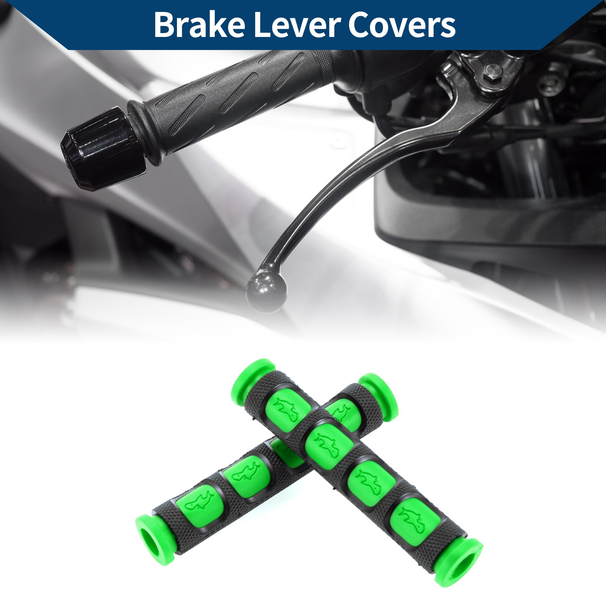 3/8" 10mm Copri Leva Freno Universale per Moto in Gomma Antiscivolo per Manopola Leva Freno per Moto Scooter Bicicletta Bici Verde 1 Coppia