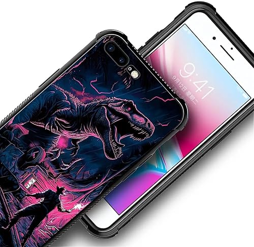 Miniatura 7 de Funda compatible con iPhone 8 Plus, diseño de dinosaurio de entrenamiento para niñas, diseño de patrón de imagen, a prueba de golpes, antiarañazos,