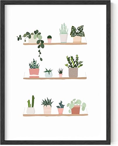 HAUS AND HUES Pintura de hojas tropicales y arte botánico para pared, cuadro de plantas, arte de pared de suculentas, arte de pared de actus para