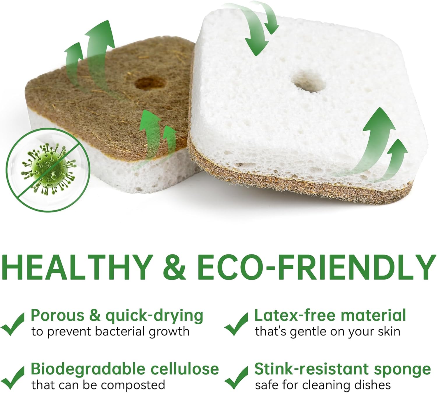 Biodegradable Natural Kitchen Spons, postable Cellulose & Coconut​​