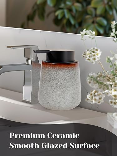 Miniatura 6 de INGOFIN Dispensador de loción de cerámica, dispensador de jabón de manos recargable de 12 onzas, dispensador de líquido moderno con bomba,