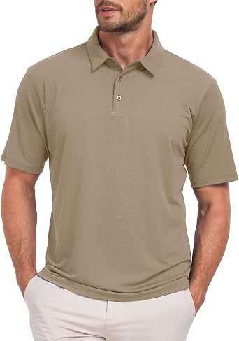 CURBODO Jacquard Polo Shirts for Men Short Sleeve Golf Shirt Dry Fit Moisture Wicking Performance Golf Shirts