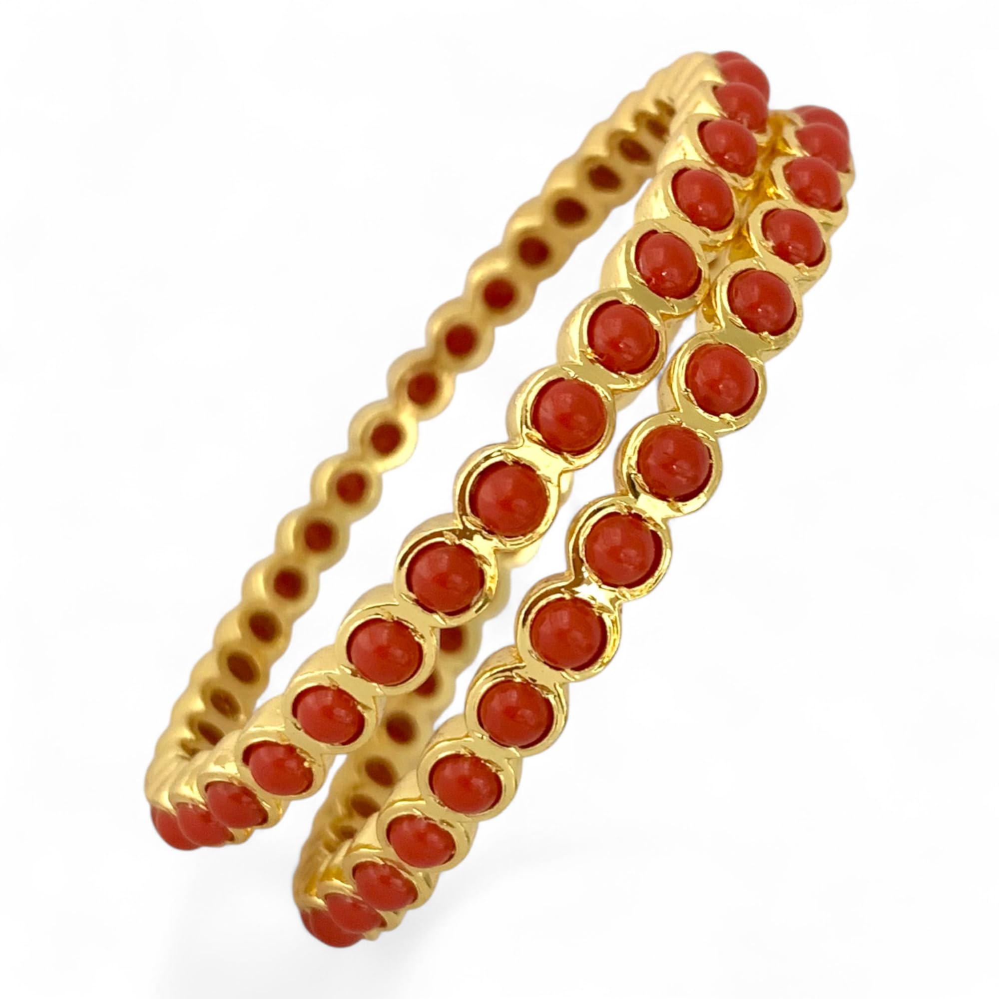 Bangles for Girls & Women | Micro Gold | AD CZ Diamond Studded | Set of 2 | Traditional, Wedding & Festival Wear Jewelry_SD (Munga-Bangles-2.10)