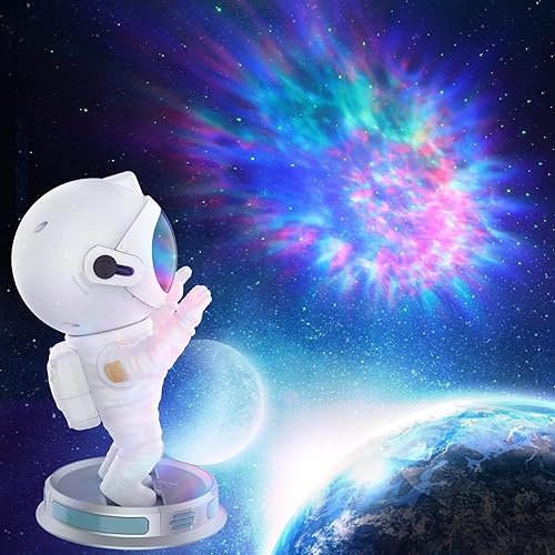 Miniatura 8 de Proyector de galaxia astronauta Space Buddy Lámpara LED de techo con temporizador de nebulosa estrellada, regalo para niños y adultos, cumpleaños,