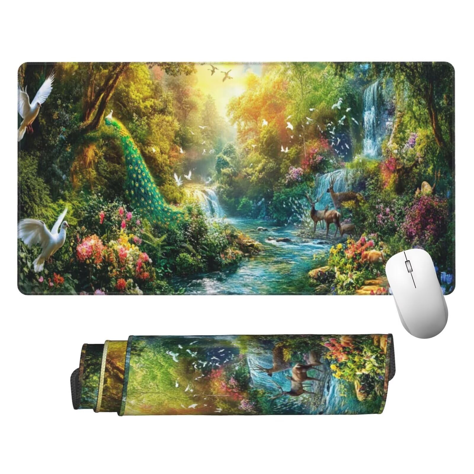 Kolorowa podkładka pod mysz Podkładka pod mysz do gier Duża XXL Krajobraz 1400 x 600 x 3 mm Wodoodporna mata biurkowa, szyta krawędź, bardzo duża tkanina podkładka na biurko, dla graczy, akcesoria do